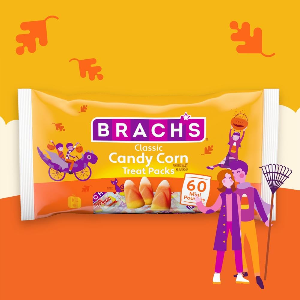 Brachs Candy Corn Trick or Treat Packs, 60 Mini Pouches, 30 Ounce, Teal