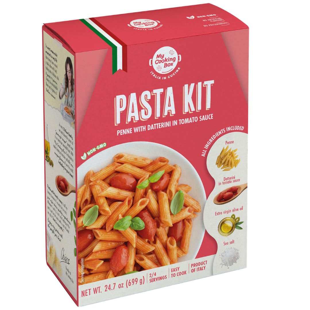 My Cooking Box Gourmet Pasta Dinner Kit Recipe - Penne with Tomato Sauce, Product of Italy, 24.7 oz (699g), All The Italian Ingr
