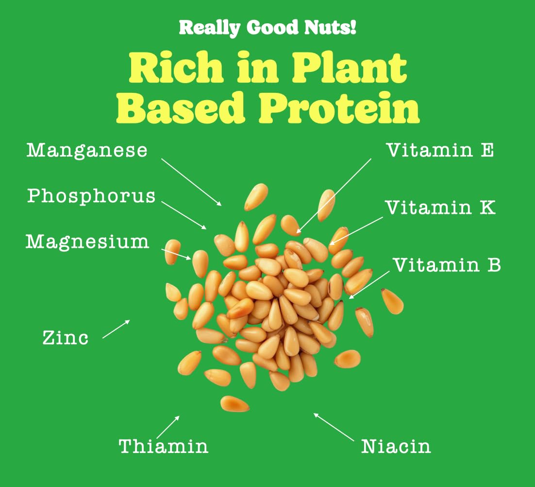 Really Good Nuts! Pine Nuts, 2.2 lb (35.2 oz), Raw, Gluten-Free, Kosher, Raw Nuts, Smooth & Creamy Pine Kernels, Shelled, Unsalt