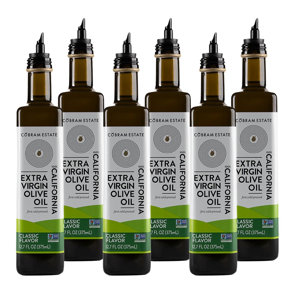 Cobram Estate California Classic Extra Virgin Olive Oil - First Cold Pressed, Non-Gmo, Keto Friendly, High In Antioxidants, Fruity & Balanced - Cold Pressed Olive Oil Bottle Evoo - 375 Ml (Pack Of 6)