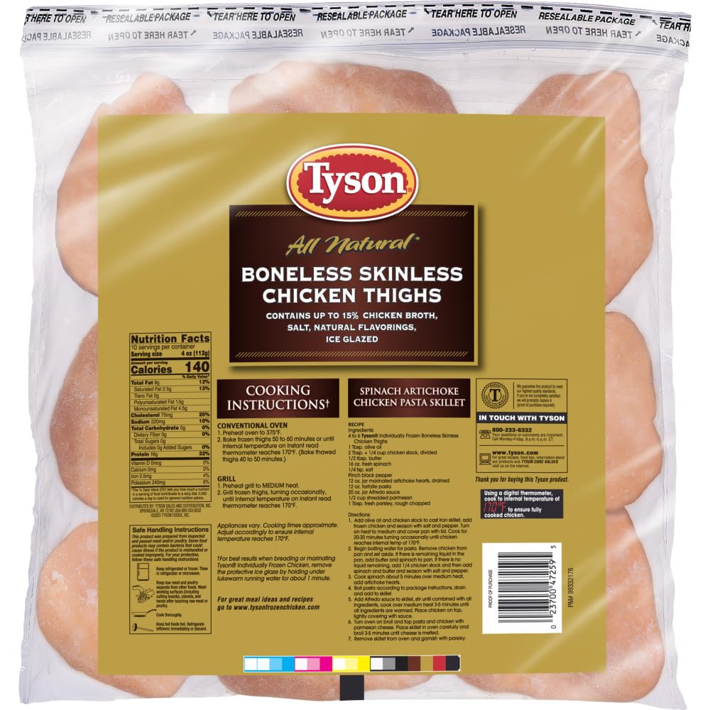 Tyson Boneless Skinless Chicken Thighs, 2.5 lb. (Frozen)