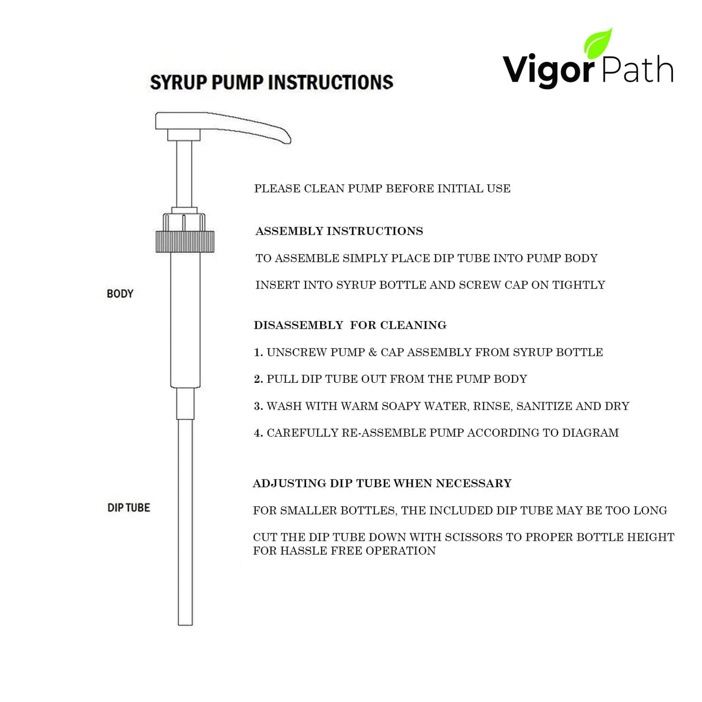 VIGOR PATH Black Coffee Syrup Pumps - Dispenser for 25.4 Oz Bottles - 2 Pack