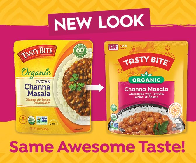 Tasty Bite Organic Channa Masala, 10 oz (Pack of 6) – Ready to Eat, Vegan & Gluten Free Microwavable Entree