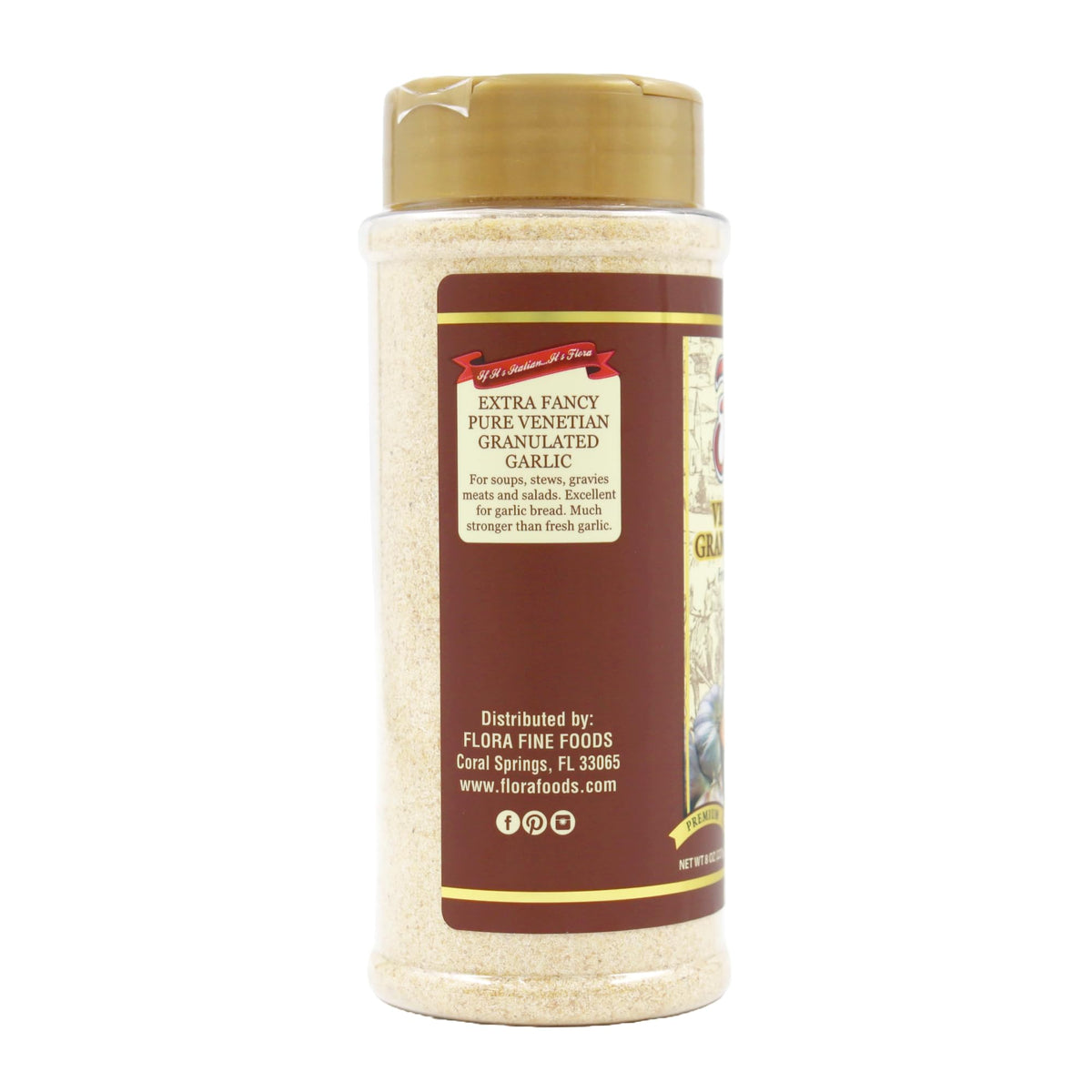 Flora Fine Foods Granulated Garlic - All Natural, Zero Fillers, 8 oz. Pkg.