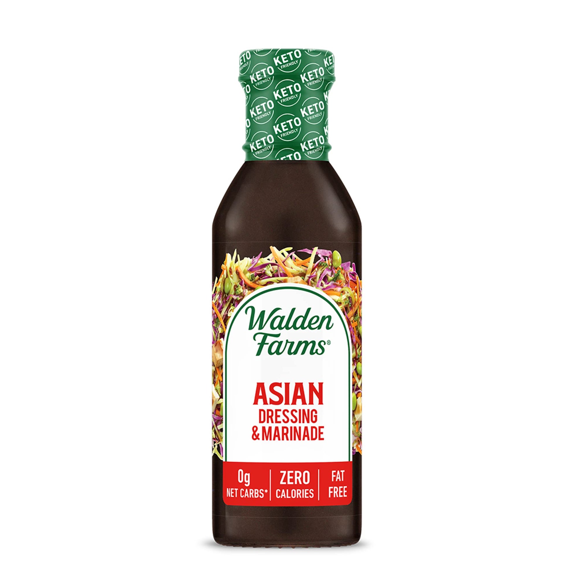 Walden Farms Asian Dressing & Marinade - Calorie-Free, Gluten-Free, Low Carb, Keto-Friendly, Sugar-Free, Zesty Asian Flavor, (12