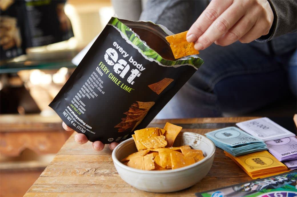Every Body Eat Fiery Chile Lime Snack Thins, Vegan, Gluten & Dairy Free, 4 Ounce Pack
