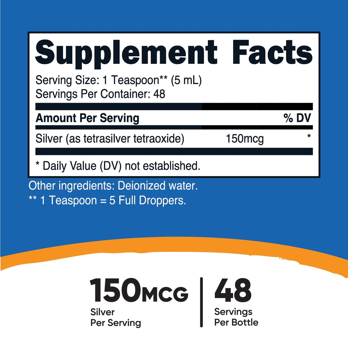 Nutricost Colloidal Silver 8Oz 150Mcg - Cobalt Blue Glass Bottles, Bio-Active Colloidal Silver