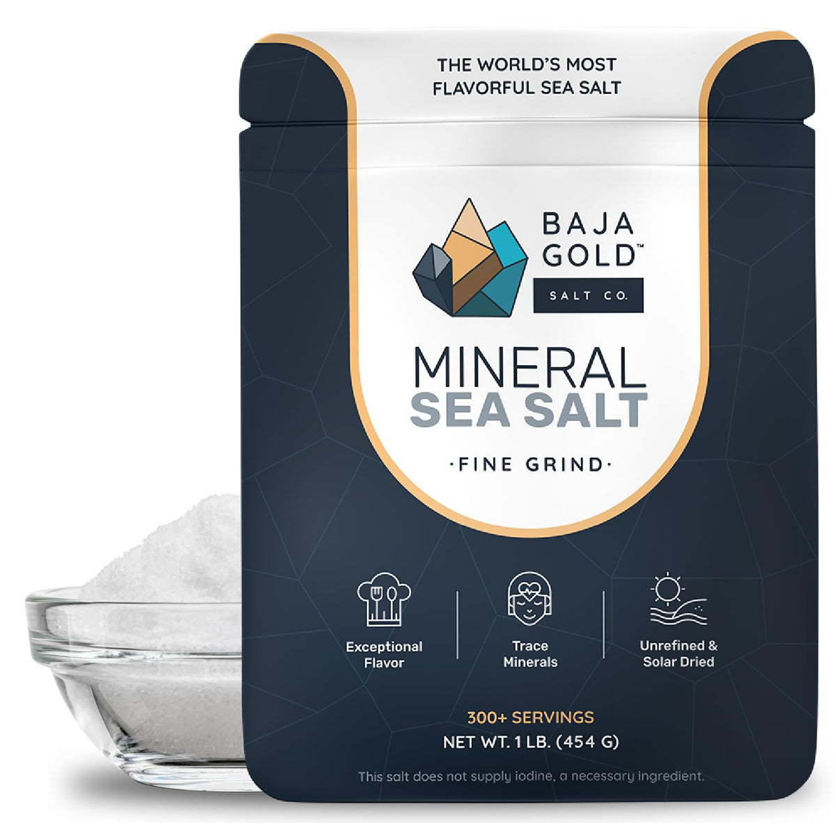 Baja Gold Mineral Sea Salt, Fine Grind, 1 Lb. Bag