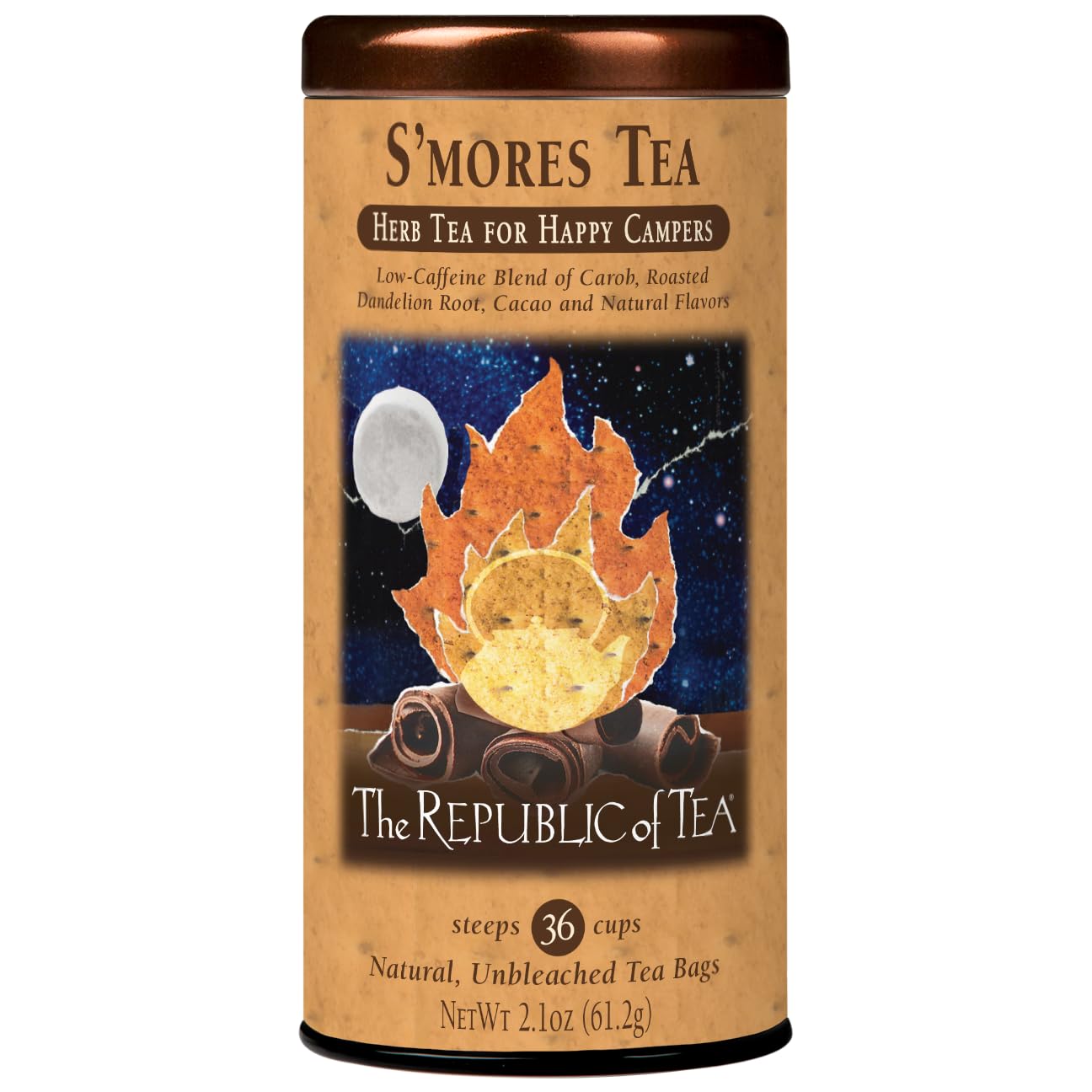 The Republic of Tea S’mores Herbal Chocolate Tea, 36 Low-Caffeine Tea Bags