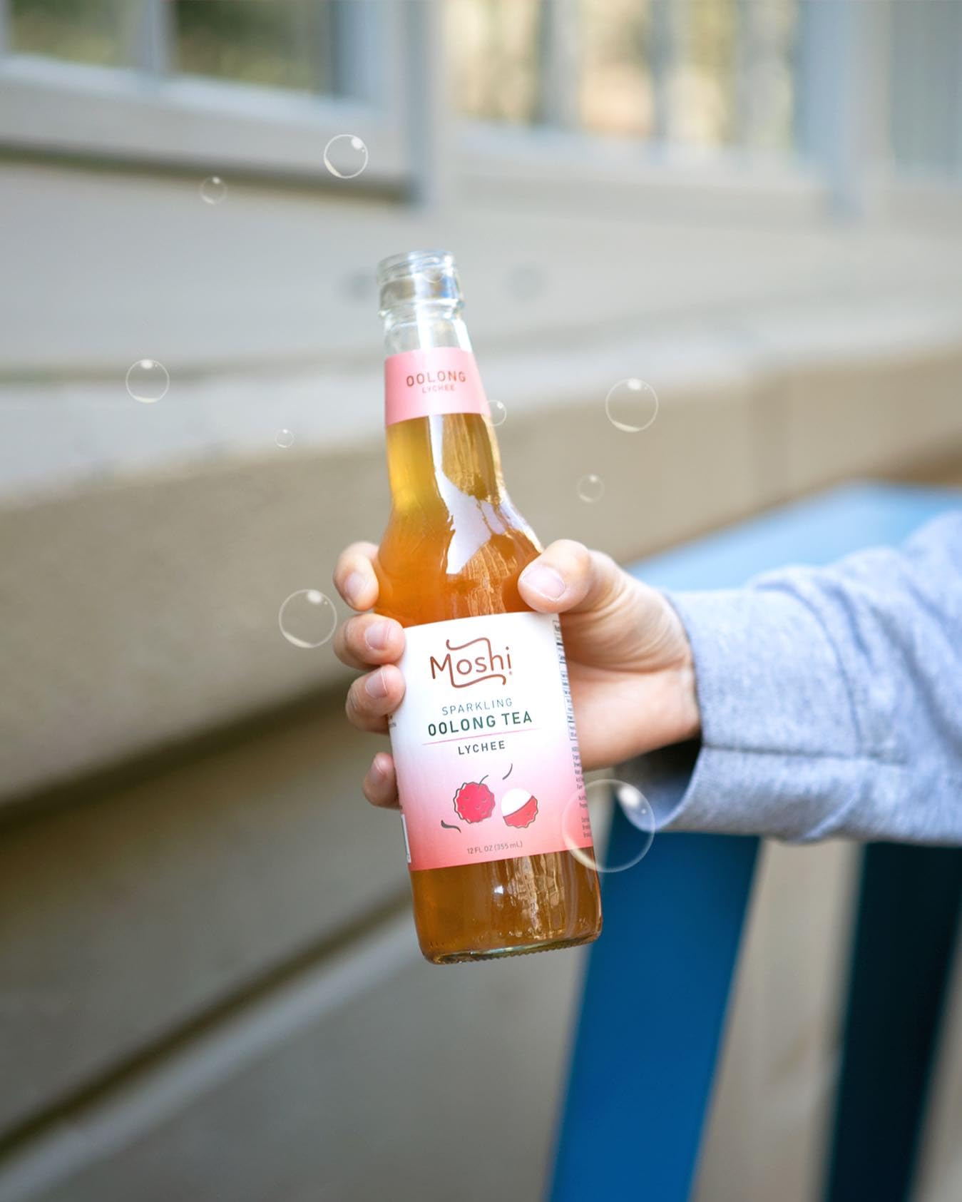 Moshi Sparkling Drinks - Lychee Oolong Tea - 12 Bottles
