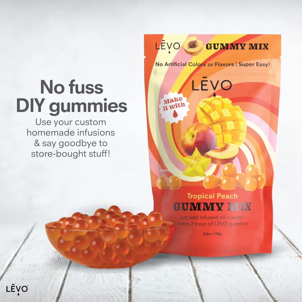 LEVO Gummy Mix - Tropical Peach - Makes 64 Gummies - 1 Pack - Orange