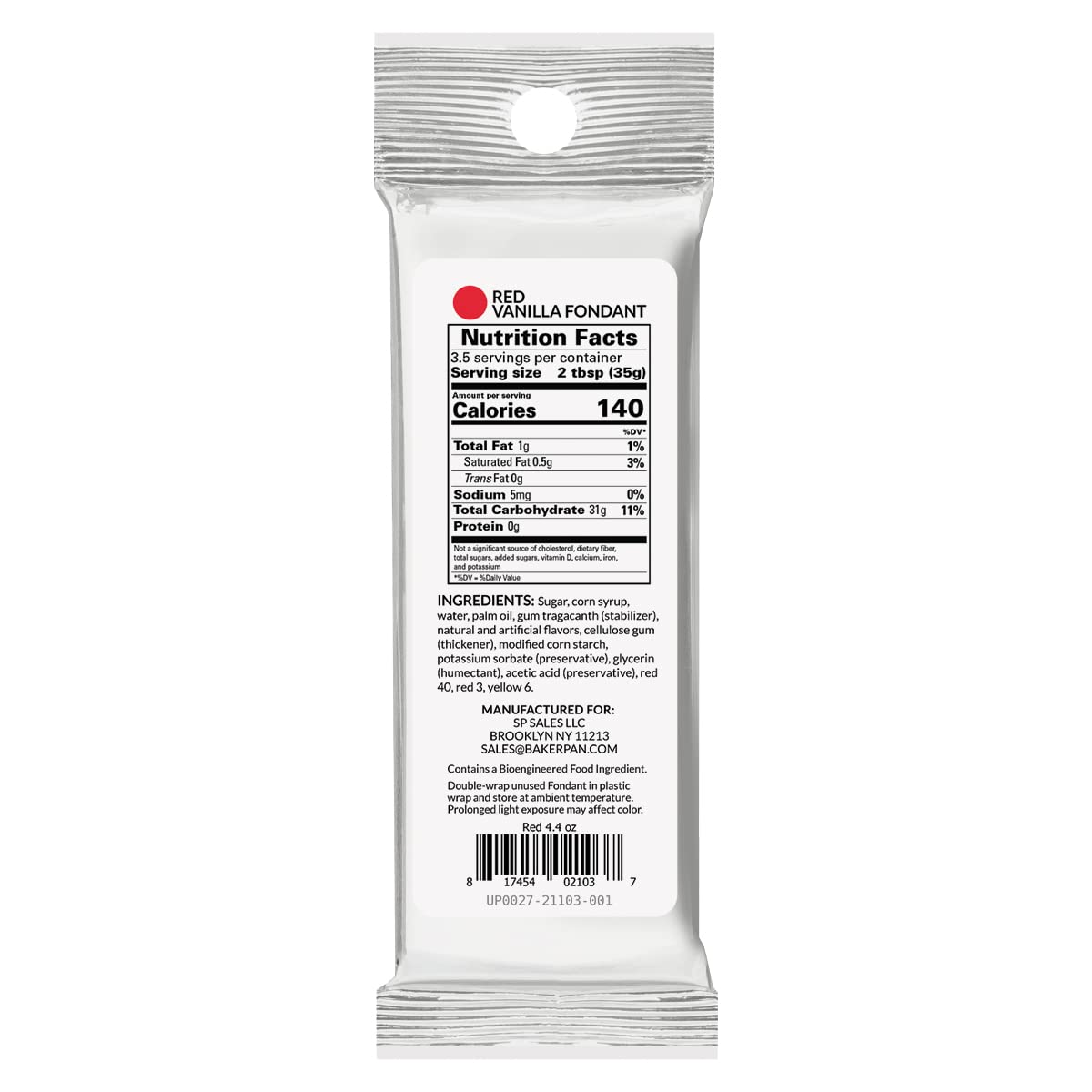 Bakerpan Premium Rolled Red Fondant for Cake Decorating, Vanilla Flavor - 4.4 Ounces