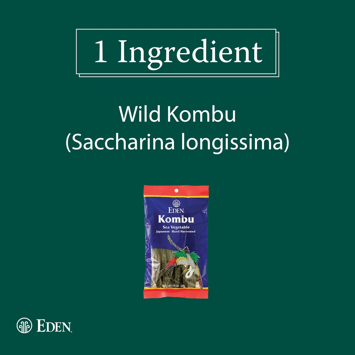 Eden Kombu  Wild Japanese Hand Harvested Sea Vegetable  for Dashi  Sea  2.1 Oz