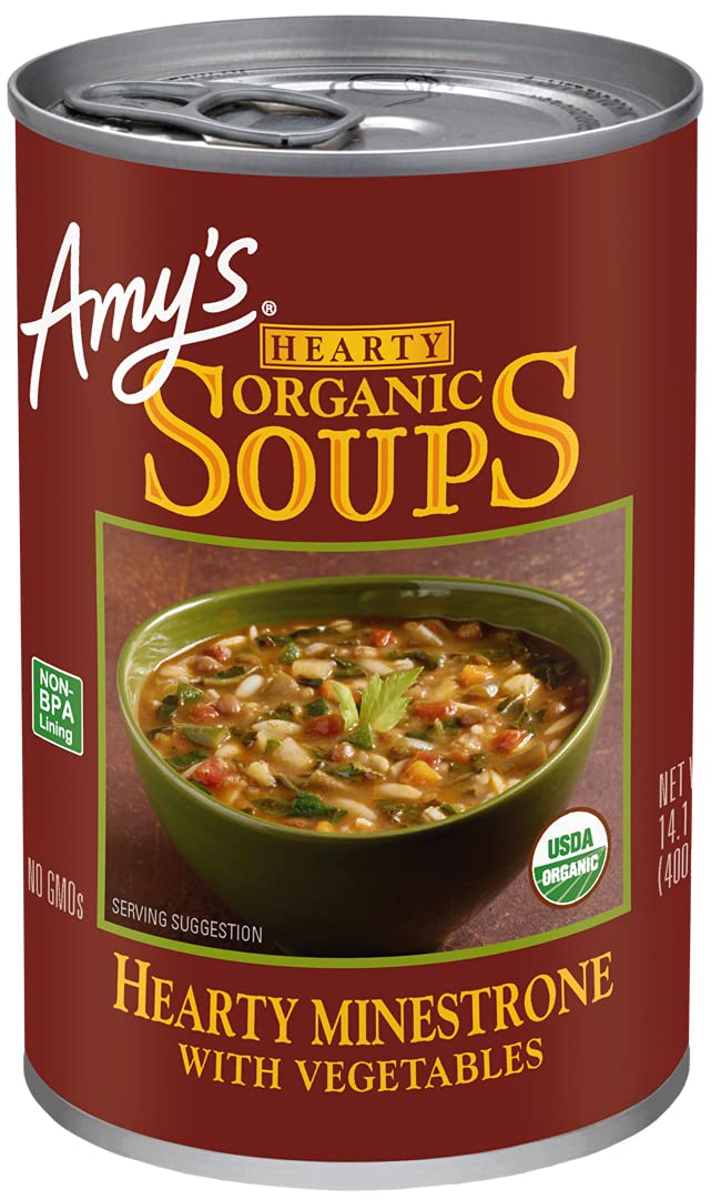 Amys Soups, Organic Hearty Minestrone with Vegetables , 14.1 Ounce