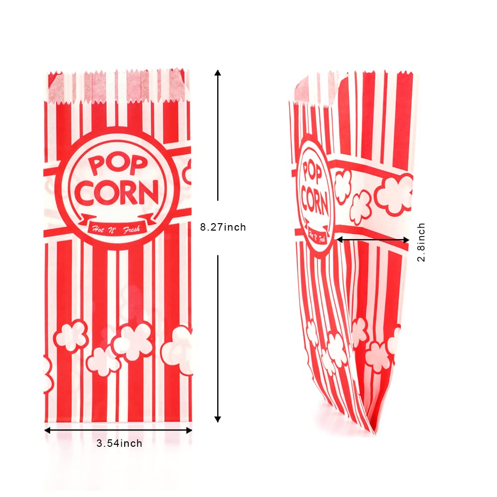 Zahaat Popcorn Bags, 1 OZ Red and White, Paper, Small, Bulk for Movie, Theater, Carnival Party
