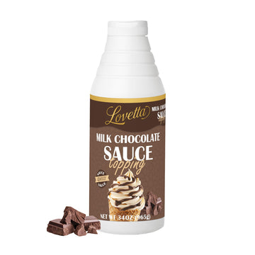 Lovetta Milk Chocolate Sauce Bulk 34Oz (1L) Bottle - Smooth Gourmet Milk Chocolate Dessert Drizzle  Sweet Chocolate Topping For Crepes  Waffles  Ice Cream  Coffee & Pastries - Ready To Use