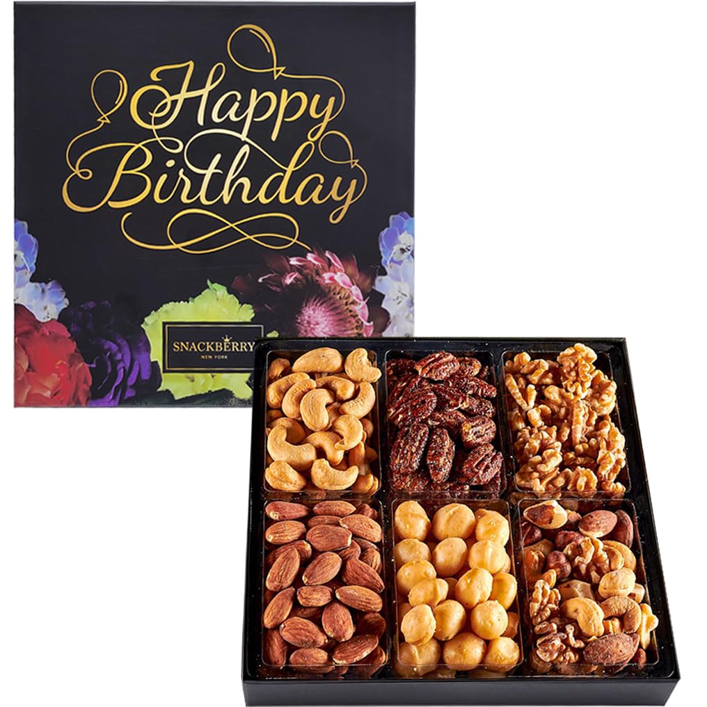 Happy Birthday Nuts Gift Basket, Gourmet Snack Box,In Elegant Box, Gift Set Birthday Party, For Men And Women. Kosher, Snackberry (Assortment #2)
