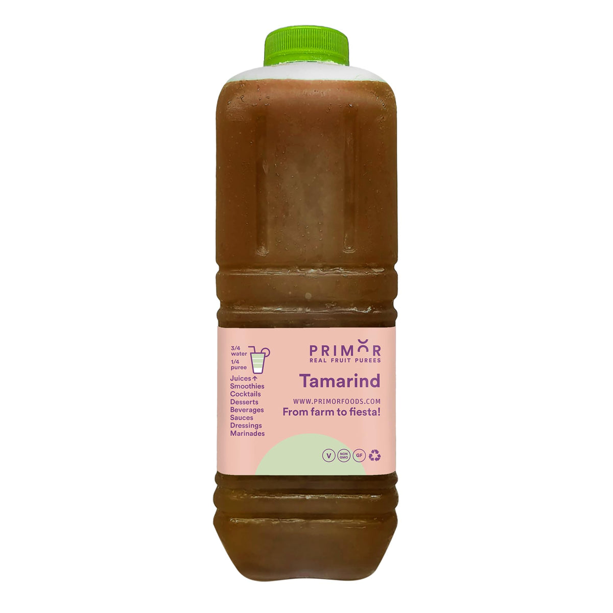 PRIMOR Fruit Puree Tamarind - 64 Fl Oz - Made with Real Fruit for Juices, Smoothies, Cocktails, Desserts and More