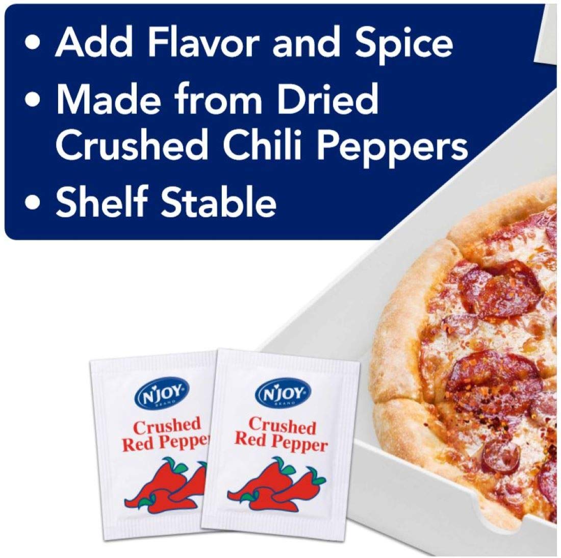 N'Joy Crushed Red Pepper | 1G Packets, 500 Count | Single Serve Portion | Bulk Size