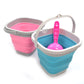 Sammart Set Of 2-2.6L (0.68 Gallon) Super Mini Sqare Collapsible Plastic Bucket - Foldable Square Tub - Portable Fishing Water P