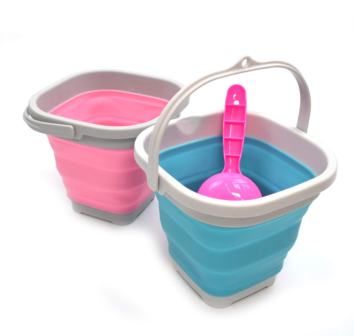 Sammart Set Of 2-2.6L (0.68 Gallon) Super Mini Sqare Collapsible Plastic Bucket - Foldable Square Tub - Portable Fishing Water P