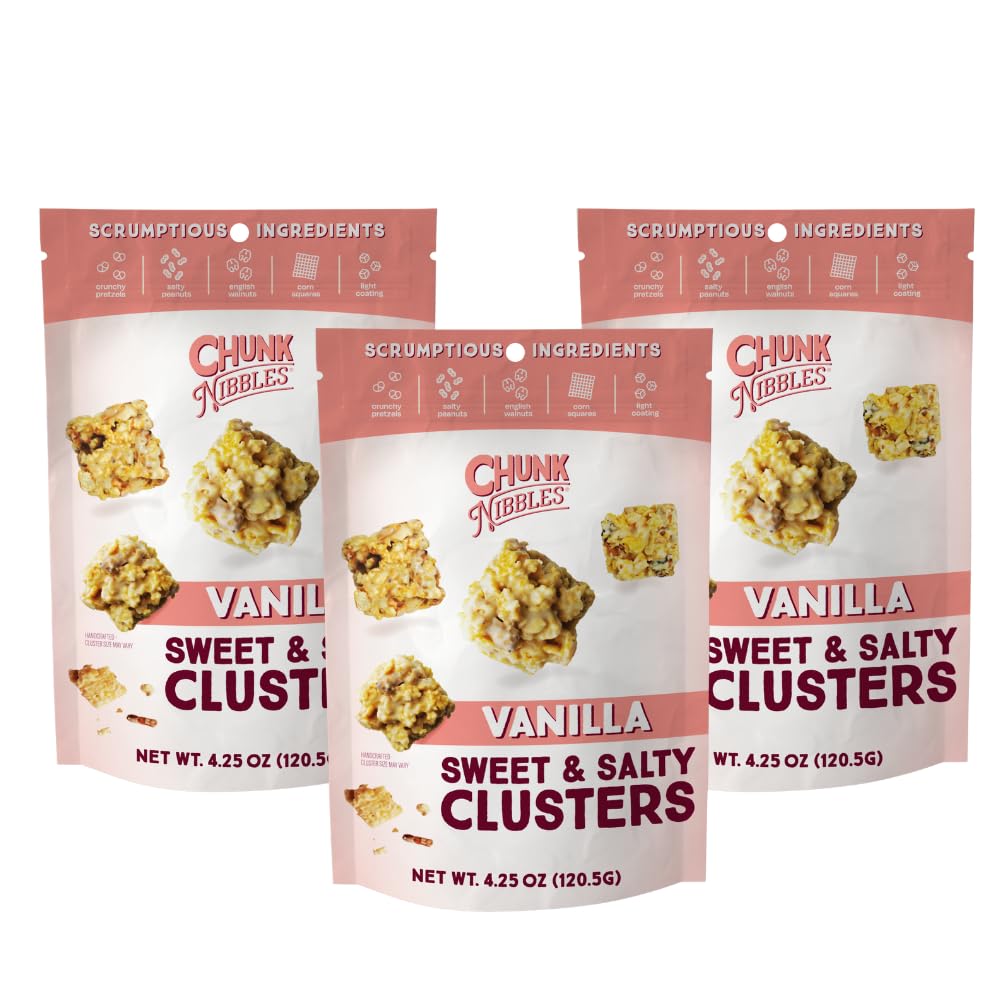 Chunk Nibbles Snack Clusters | Vanilla (Original) Flavor Bite-Size Clusters | 4.25oz (Pack of 3)