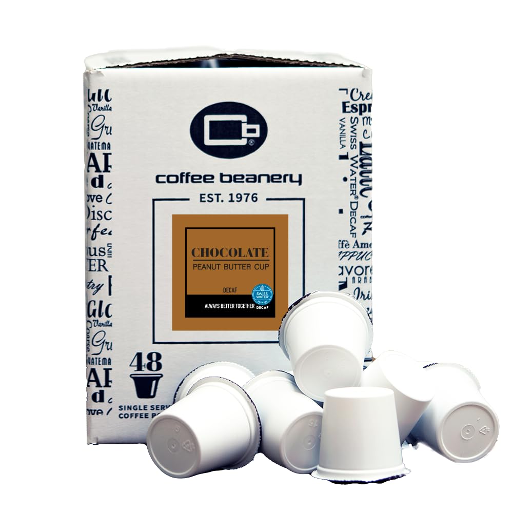Coffee Beanery Chocolate Peanut Butter Cup Decaf Coffee Pods, Medium Roast, 192 Count Pack
