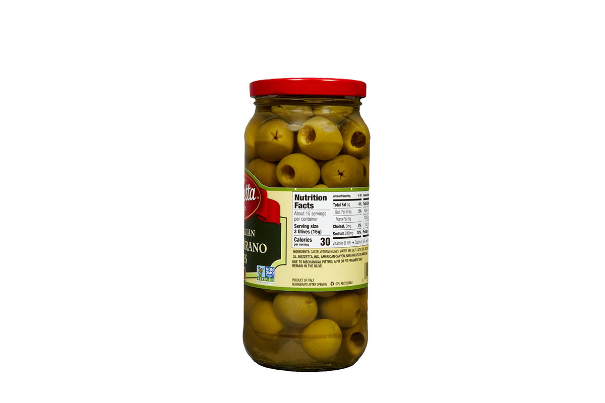 Mezzetta Pitted Italian Castelvetrano Olives | Non-Gmo, Gluten Free, Keto | 8 Ounce Drained Weight Jar (Pack Of 6)