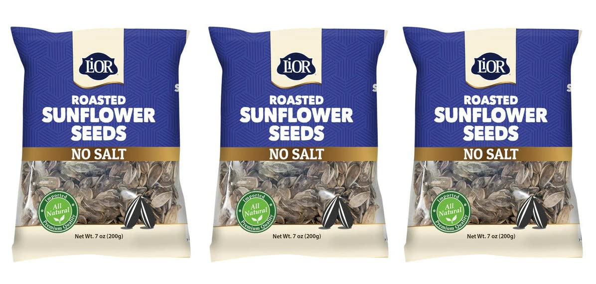 Lior Roasted Unsalted Sunflower Seeds 7 Ounce -Israeli Sunflower Seeds from Israel No Salt - Imported, All Natural and Kosher (P