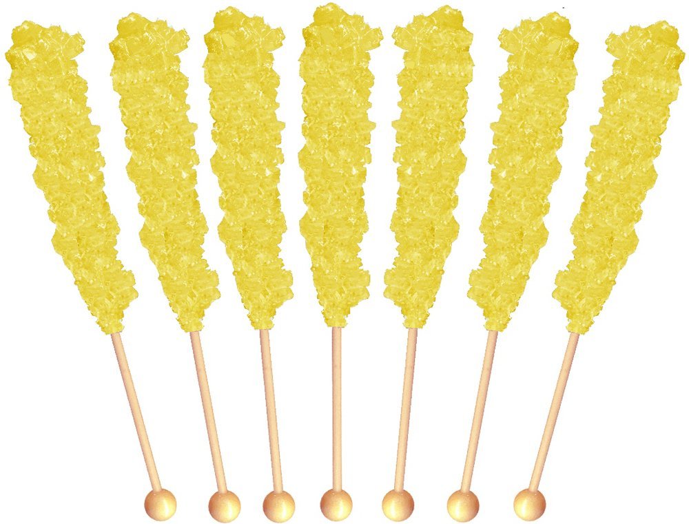 Buffalo Bills Banana (Yellow) Rock Candy On A Stick (36-Ct Tub Yellow Rock Candy Crystal Sticks)