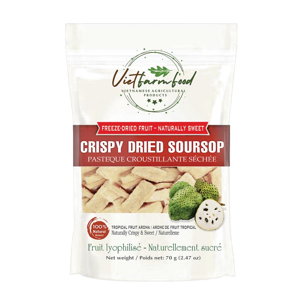 Crispy Dried Soursop 2.47Oz (70G) Vietfarmfood: Freeze-Dried, No Sugar Added, Naturally Sweet, Rich In Natural Nutrients, Making It A Great Snack Option, Suitable For Snacking Or As A Gift