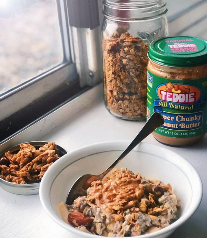 Teddie All Natural Peanut Butter, Gluten Free & Vegan, 26 Ounce Plastic Jar (26 Ounce (Pack of 1), Super Chunky Unsalted)