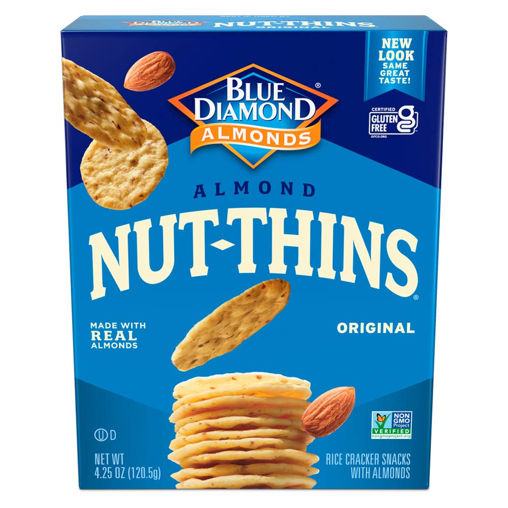 Blue Diamond Almonds Nut Thins Gluten Free Cracker Crisp Snacks, Original, 4.25 Oz Boxes (Pack of 6)