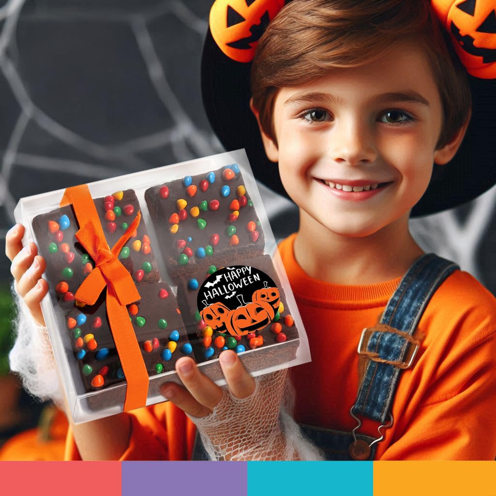 Happy Halloween Cookies Brownies Gift Basket Chocolate Fudge Brownie Cake Gift For Men Women Package | Nut Free Dairy Free