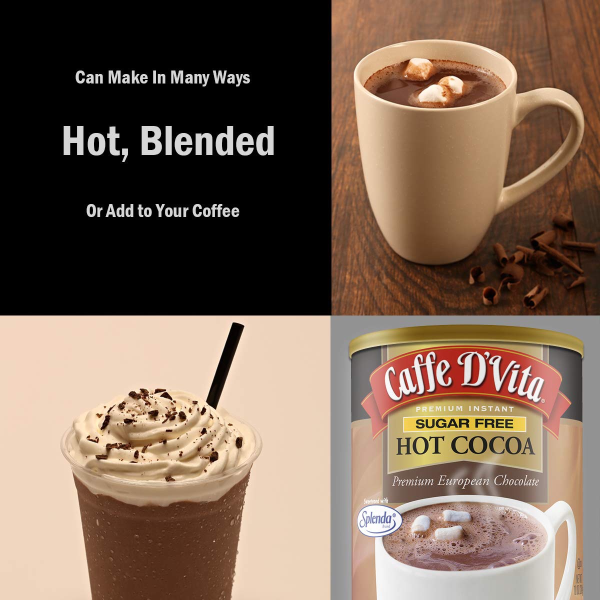 Caffe Dvita Sugar Free Hot Cocoa - Pack Of 2 - 10 Oz. Cans