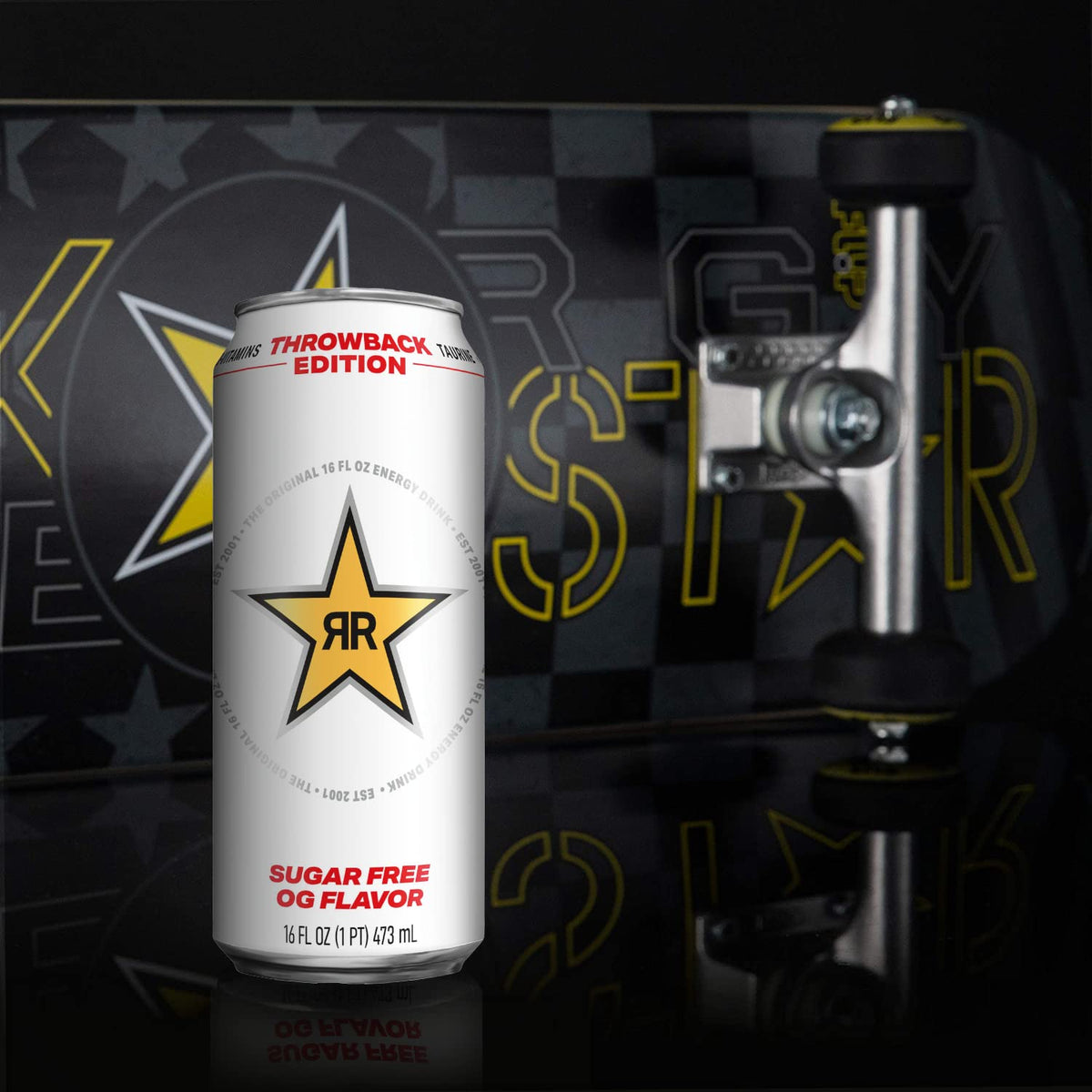 Rockstar Energy Drink, Throwback Edition, Sugar Free, 16 Fl Oz (Pack of 12)