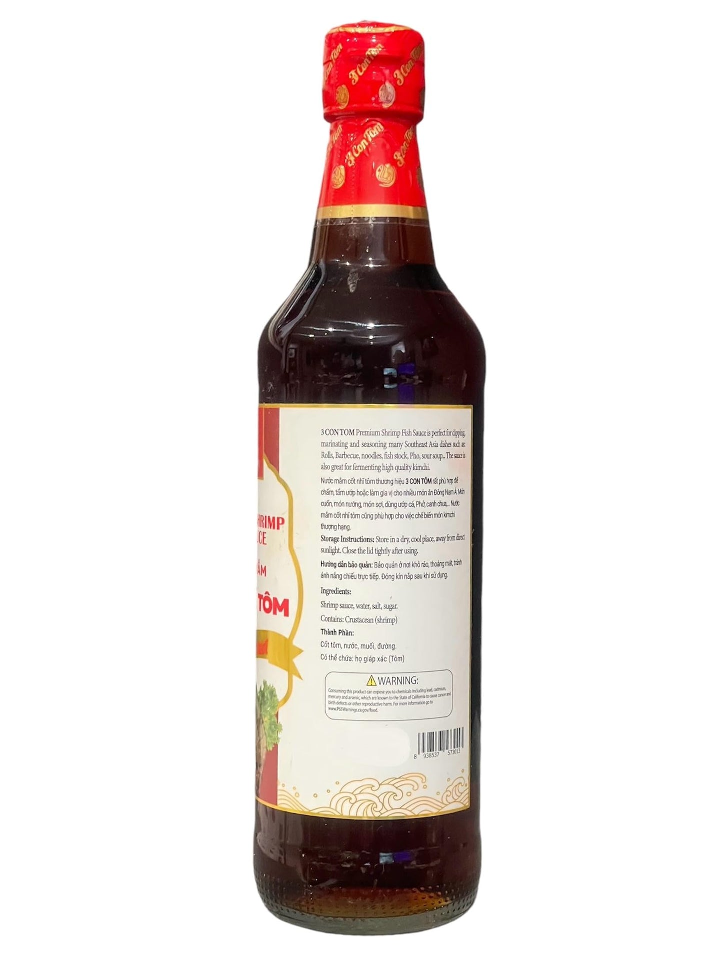 3 Packs - Premium Shrimp Fish Sauce Glass Bottle - Nuoc Mam Cot Nhi Tom Chai Thuy Tinh - 16.9 Oz Per Glass Bottle With 3 Bottles