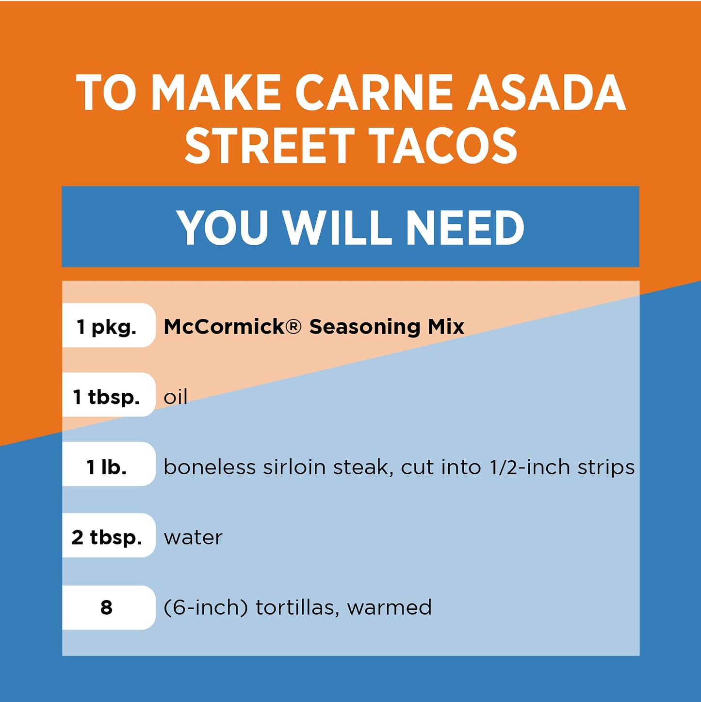 McCormick Street Taco Carne Asada Seasoning Mix, 0.87 oz, Pack of 1