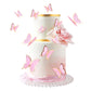 Cyodoos 30Pcs Pink Gold Edge Mixed Size Lively 3D Waterproof Swllowtail Butterfly Cupcake Topper For Girls Women'S Happy Birthda