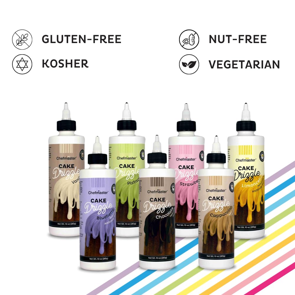 Vanilla-Flavored Cake Drizzle By Chefmaster, Edible Cake Drip Frosting For Decorating, Drip For Cakes, Cupcakes, Cookies, Donuts