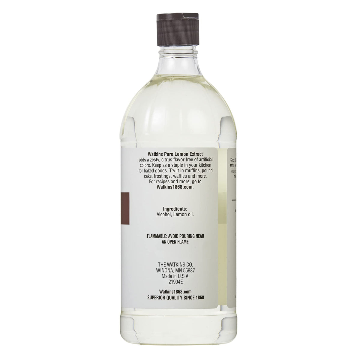 Watkins Pure Lemon Extract, 32 Fl. Oz. Economy Sized Bottle, 1 Count (21904)