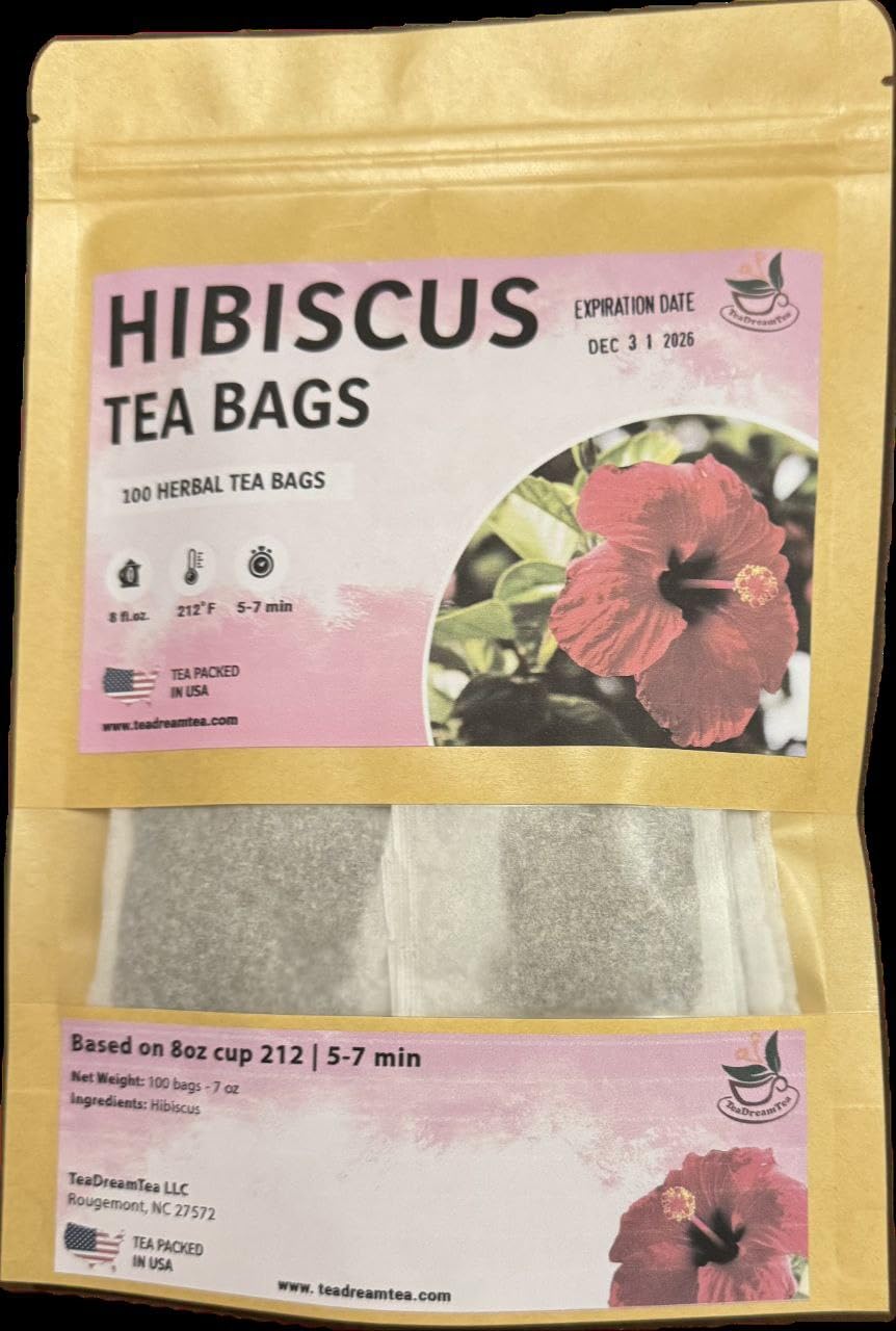 Teadreamtea Hibiscus Tea Bags | 400 Bleach-Free Tea Bags | Caffeine Free | Dried Hibiscus Flowers |Hibiscus Flower Tea | Dried Flower Tea |Herbalhibiscus