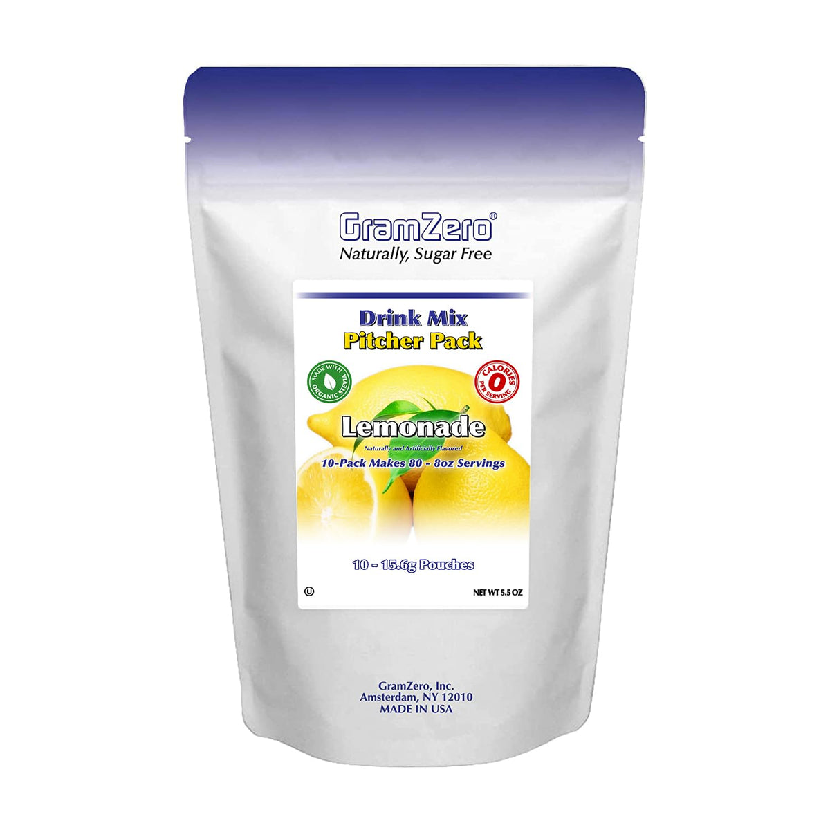 Gramzero Lemonade, Sugar Free Drink Mix, Pitcher Pack, Great For Nutrition Club Loaded Tea, Zero Calorie, Stevia Sweetened