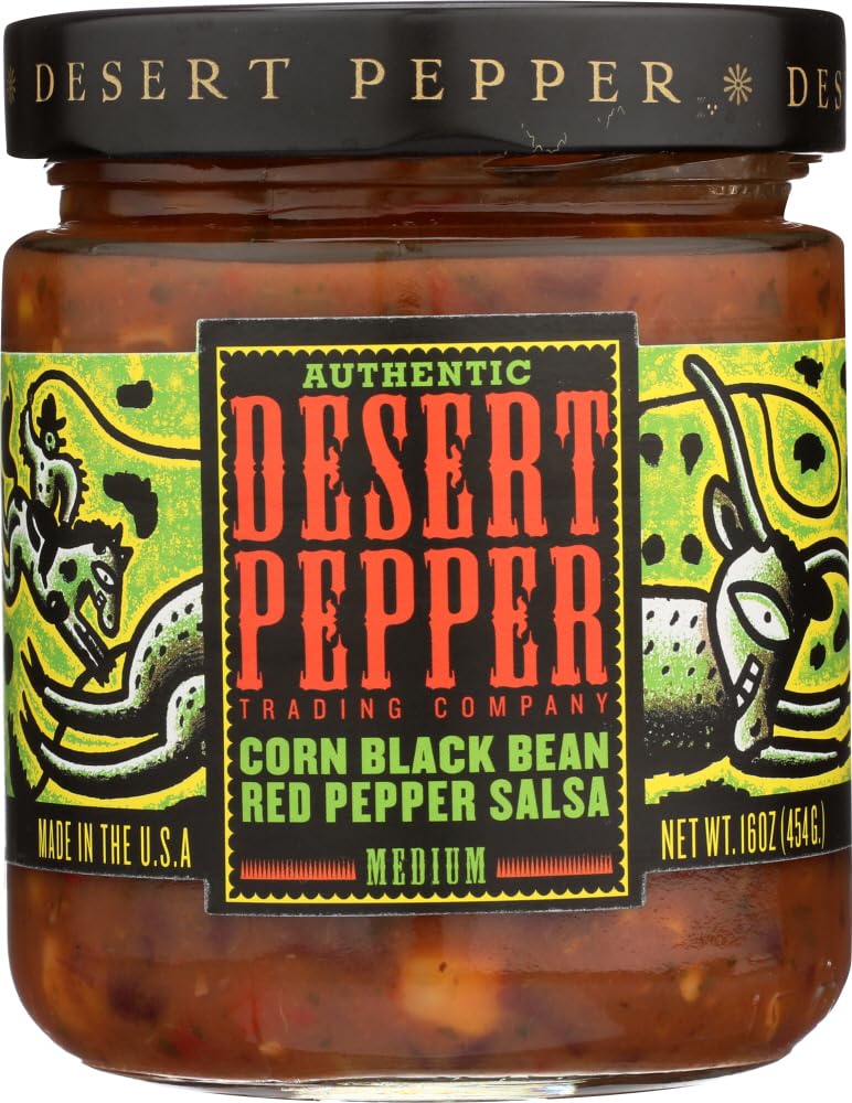 Desert Pepper Trading Co, Corn, Black Bean, Red Pepper Salsa, 16 Oz (Pack of 3)