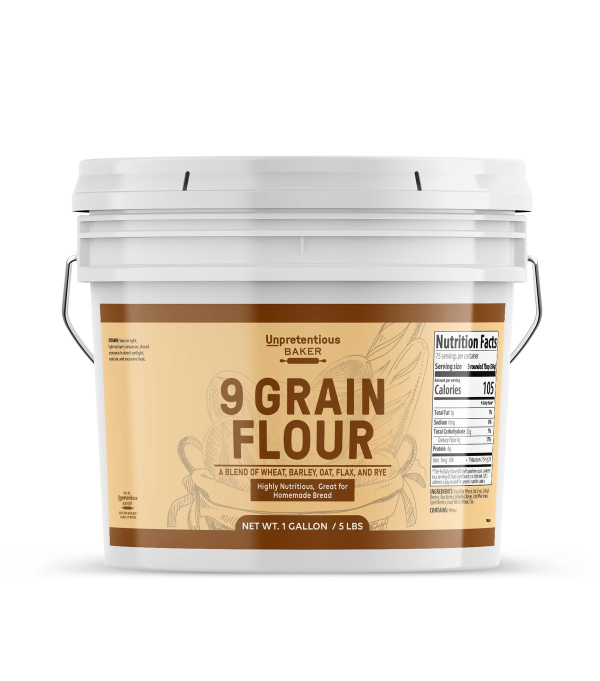 Unpretentious 9 Grain Flour, 1 Gallon, Bread & Dough, Storable, Fresh Homemade Bread