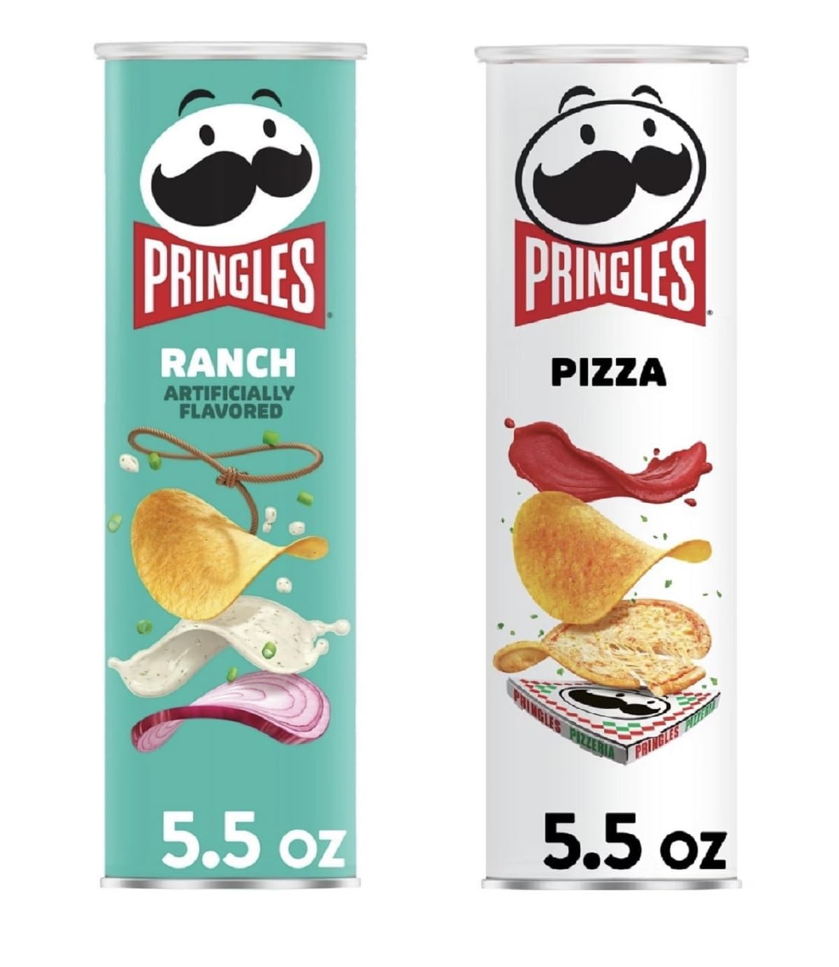 Pringles Potato Chips Flavor Pairing Variety Set 5.5oz - 2 cans (Ranch & Pizza)