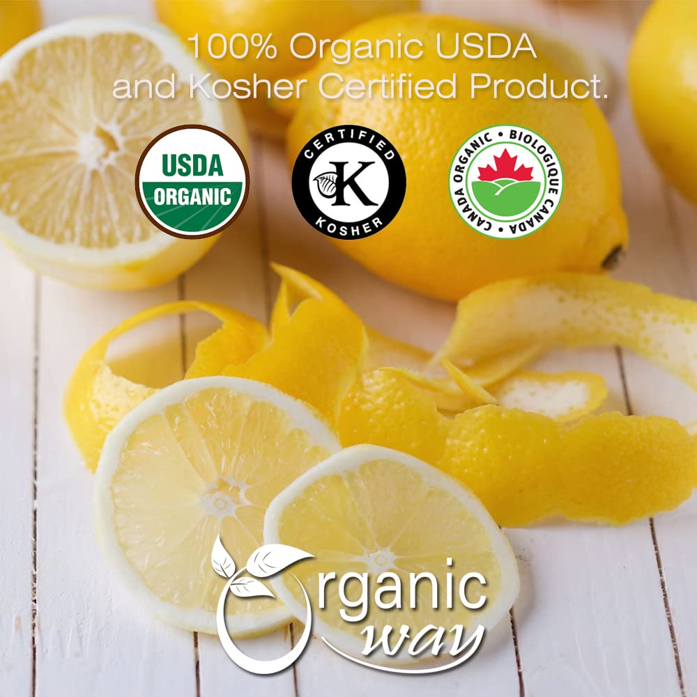 Organic Way Dried Lemon Peel Cut & Sifted - Organic, Kosher Certified, Vegan, Non-GMO, Gluten Free, 1/4 LBS, Origin - India