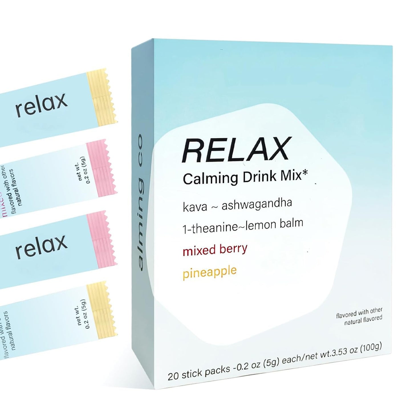 calming relax co calming powder buzz calming drink mix mixed berry pineapple kava kava relax calming drink 20 Mixed Pack