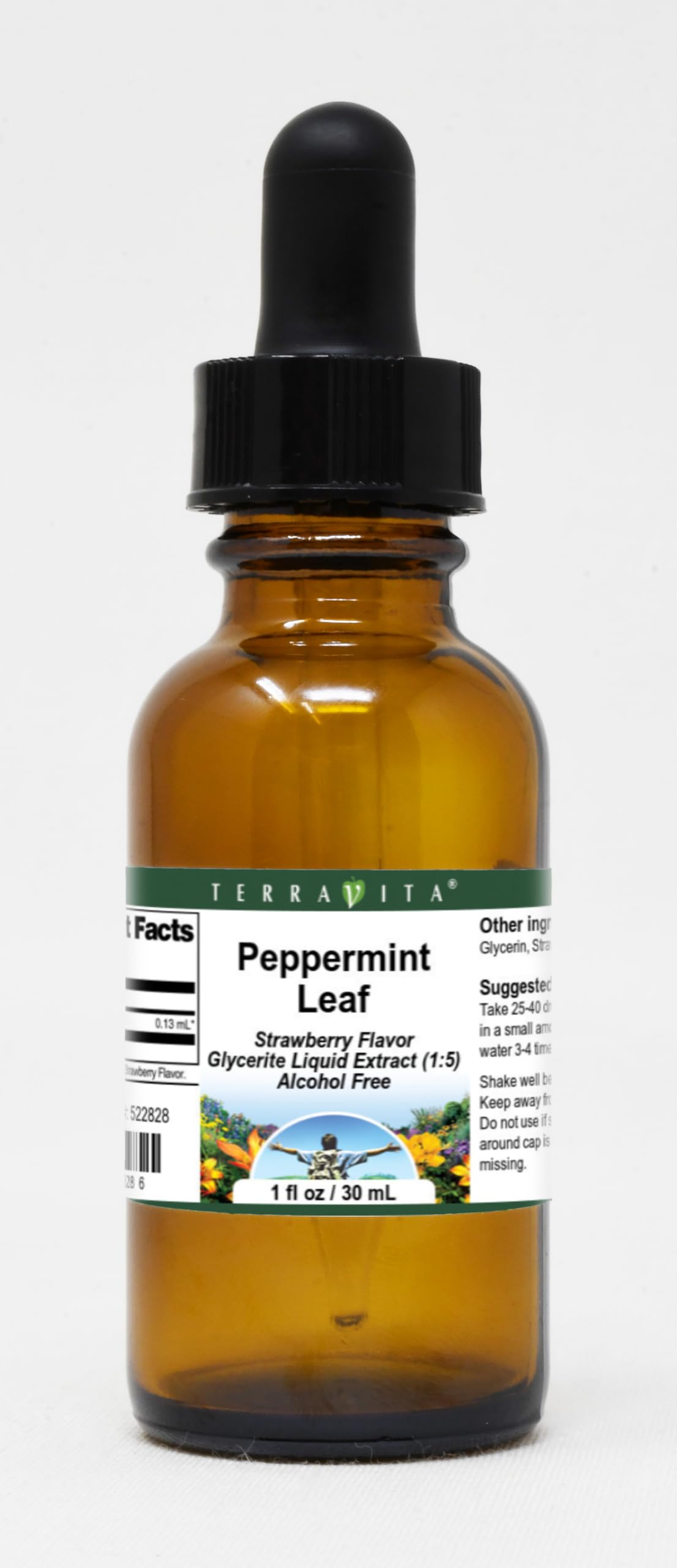 Peppermint Leaf Glycerite Liquid Extract (1:5) - Strawberry Flavored (1 oz, ZIN: 522828)