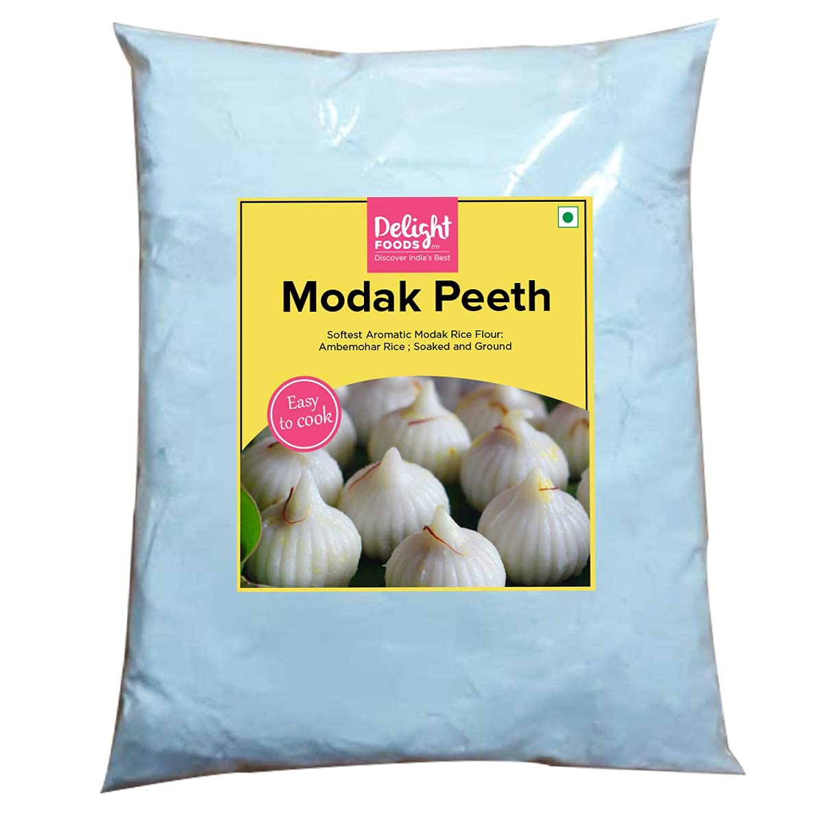 Delight Foods Aromatic Modak Peeth - Ambemohar Rice Flour - 400g (Soaked & Finely Ground) - for Softest Roti, Dosa, Modak